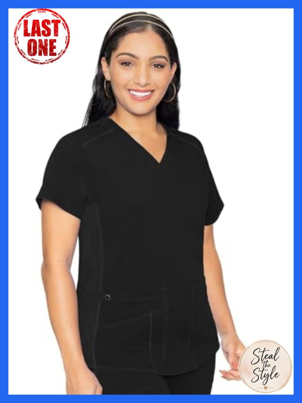 Med Couture V-Neck Scrub Top 4 Pockets Nurse Shirt Classic Fit